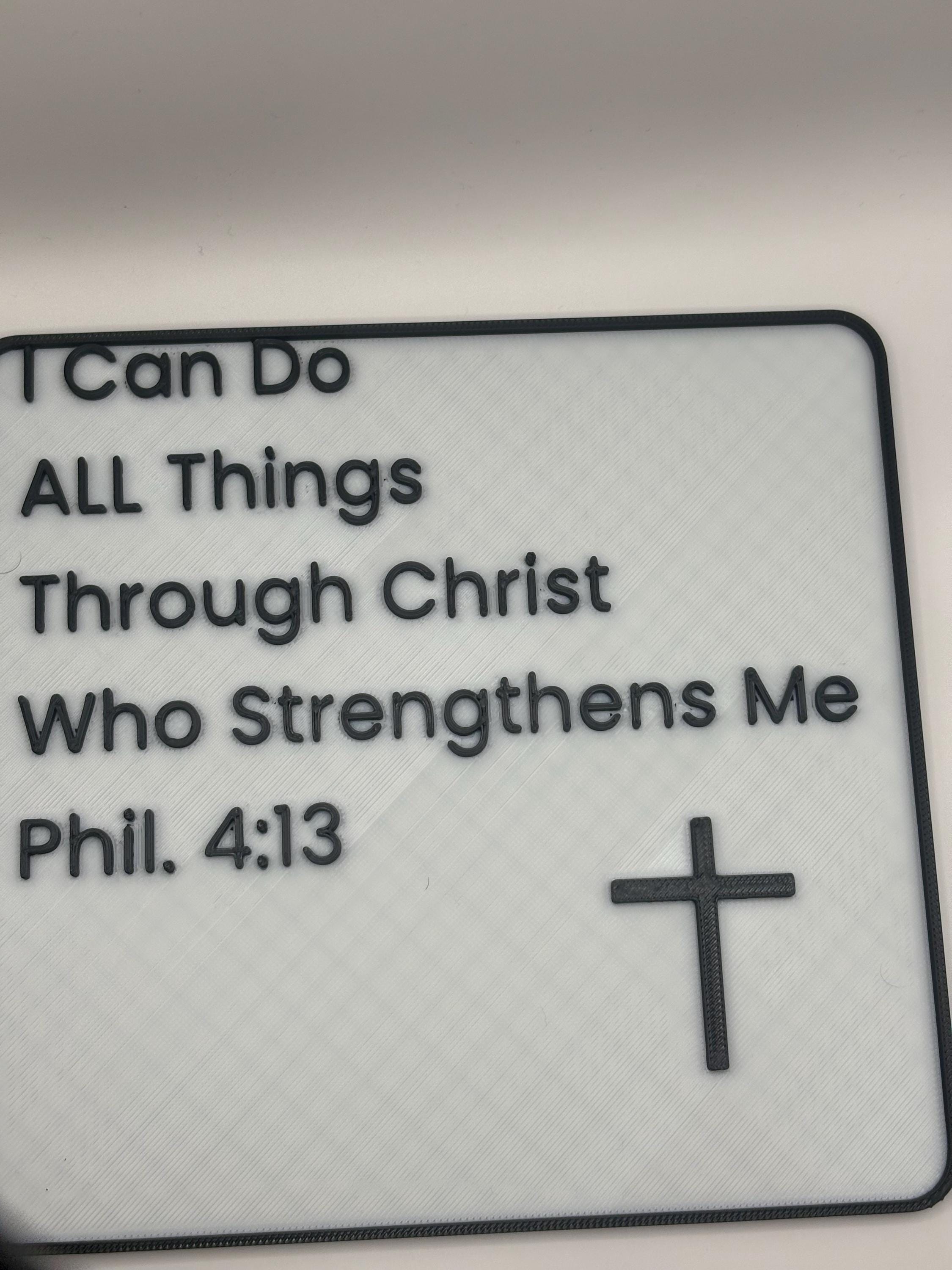 Philippians 4:13 Bible Verse Sign – I Can Do All Things Through Christ – Christian Wall Decor, Scripture Plaque, Religious Gift