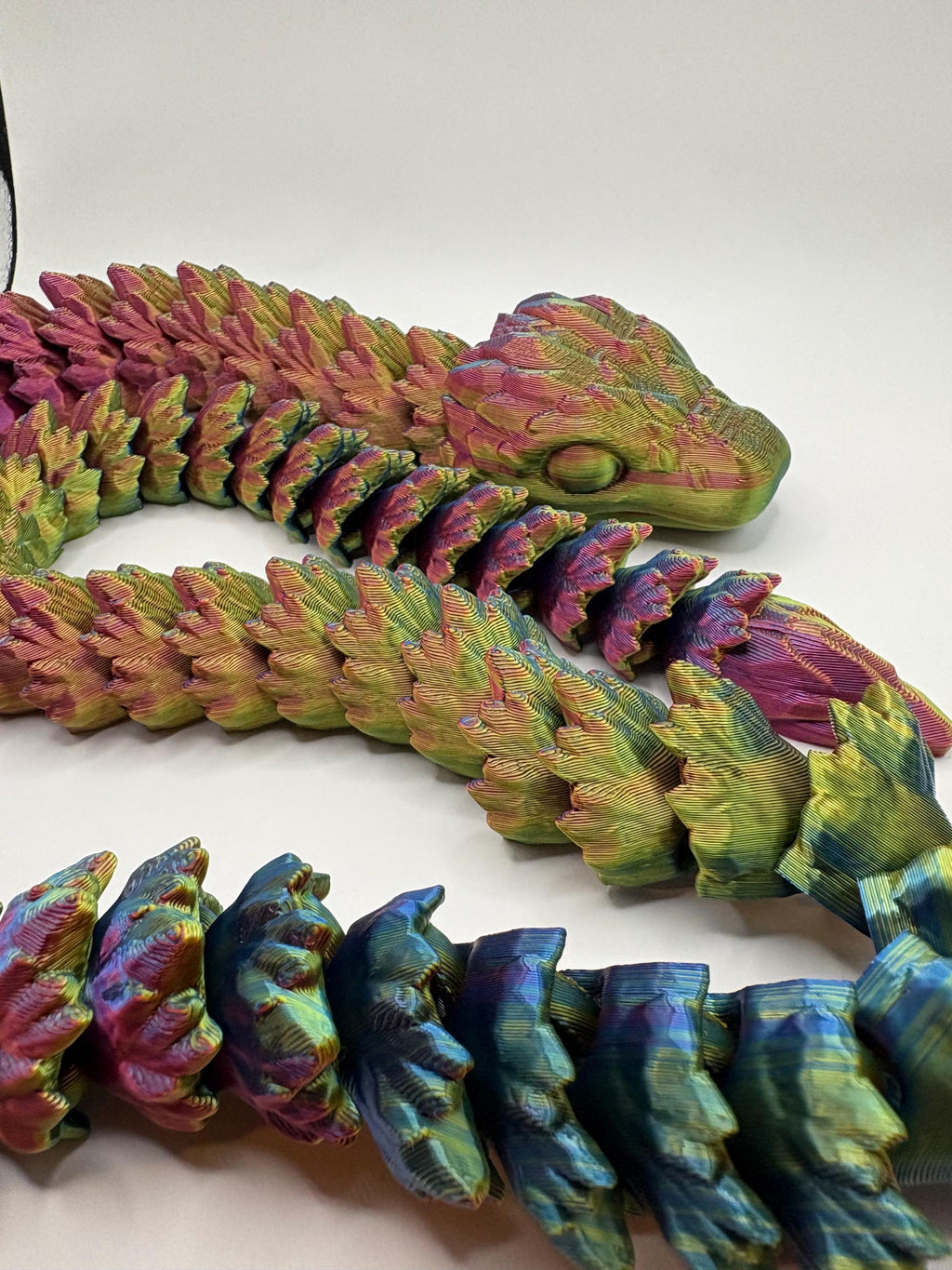 Rainbow 3D Printed Articulated Snake: Fidget Toy, Reptile Decor