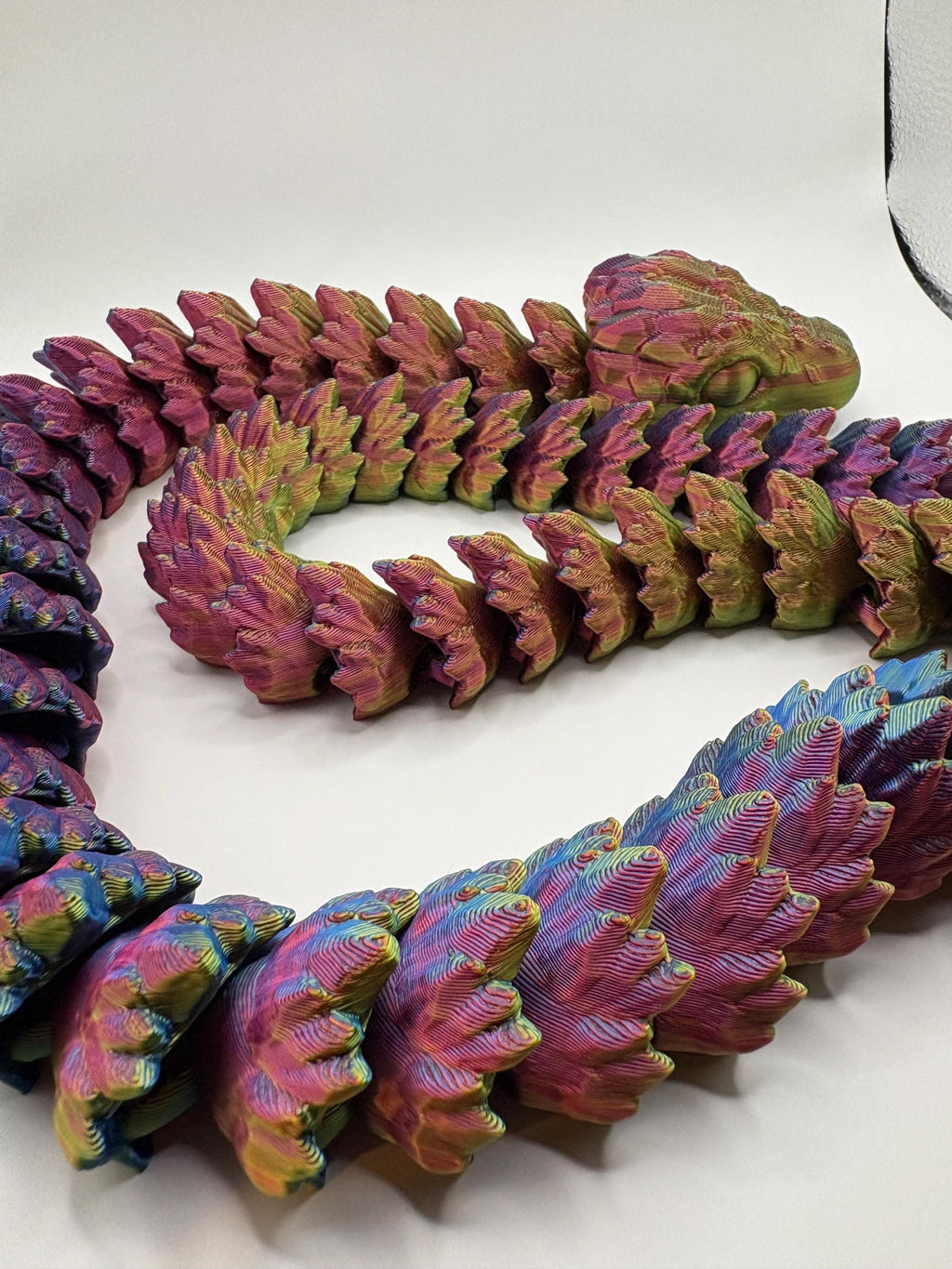 Rainbow 3D Printed Articulated Snake: Fidget Toy, Reptile Decor