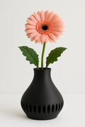 Black 3D Vase: Geometric Sculpture, Modern Home Decor