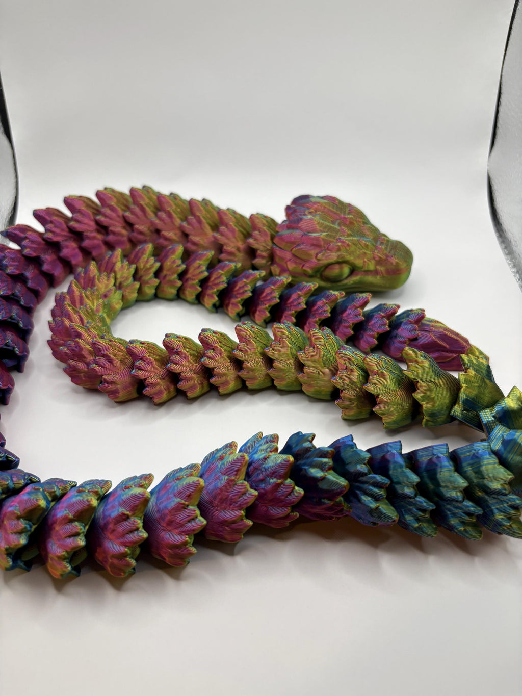 Rainbow 3D Printed Articulated Snake: Fidget Toy, Reptile Decor