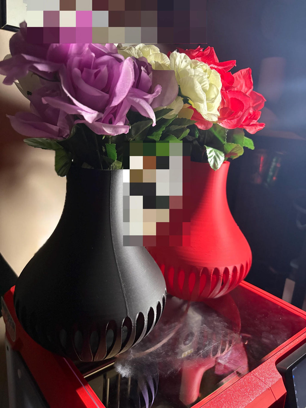 Black 3D Vase: Geometric Sculpture, Modern Home Decor