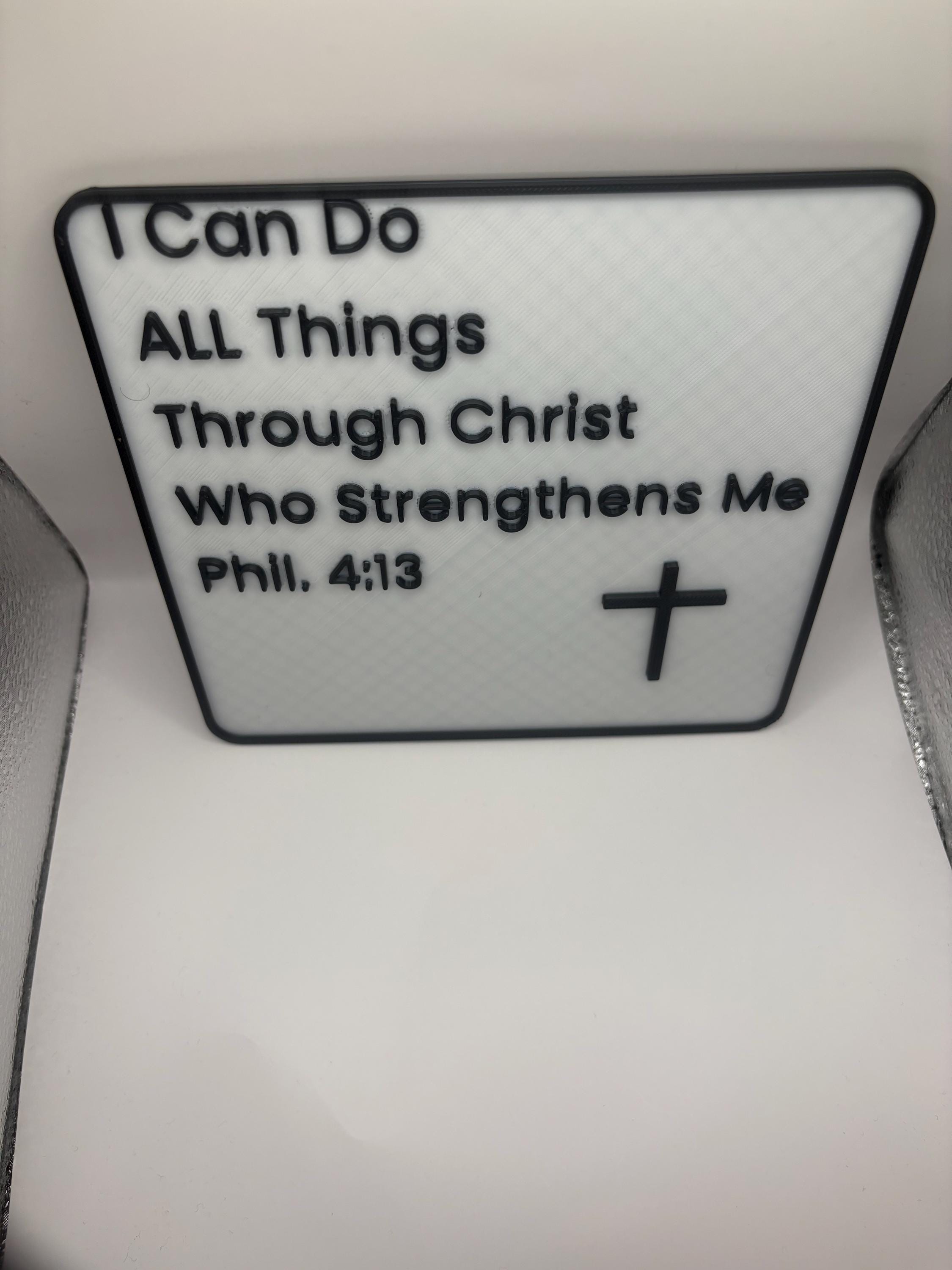 Philippians 4:13 Bible Verse Sign – I Can Do All Things Through Christ – Christian Wall Decor, Scripture Plaque, Religious Gift