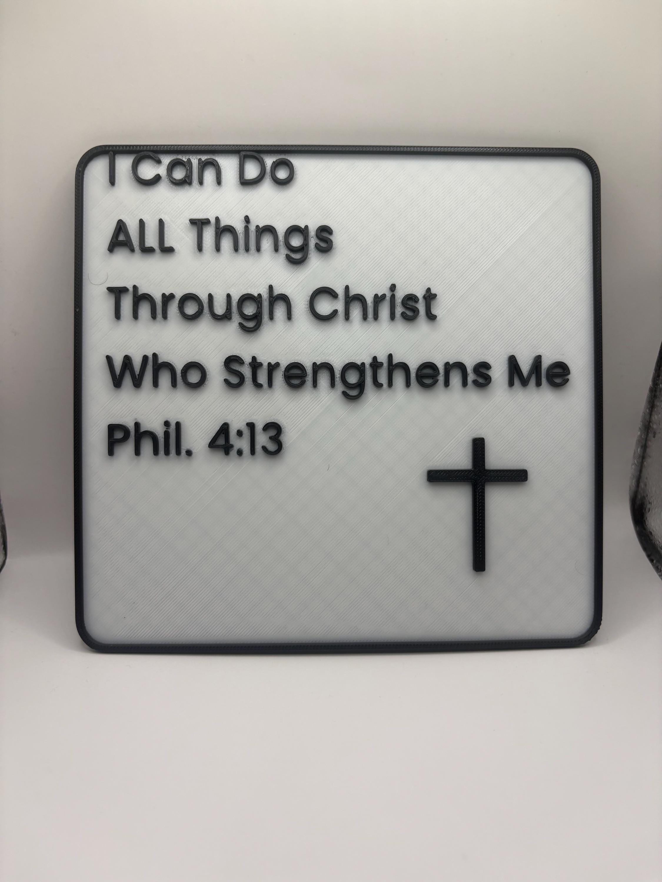 Philippians 4:13 Bible Verse Sign – I Can Do All Things Through Christ – Christian Wall Decor, Scripture Plaque, Religious Gift
