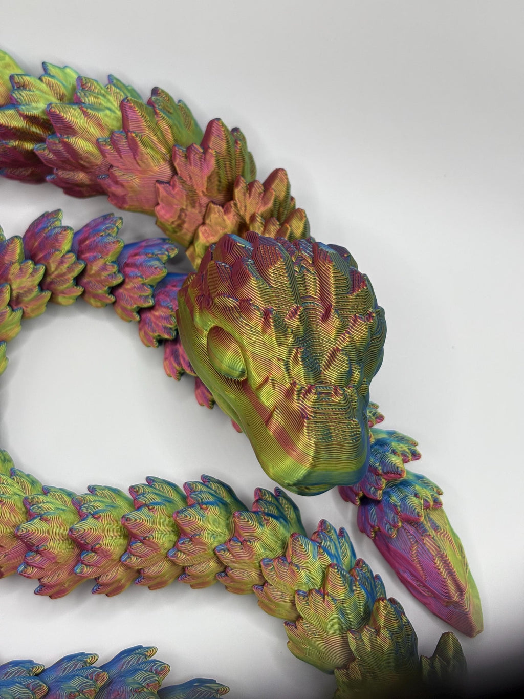 Rainbow 3D Printed Articulated Snake: Fidget Toy, Reptile Decor